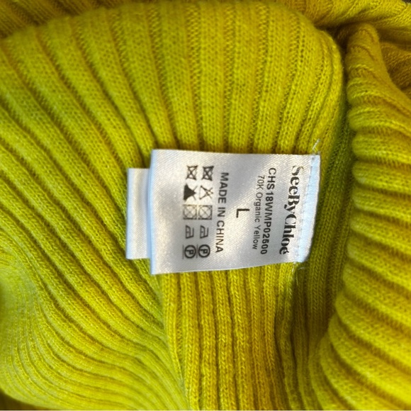 See By Chloe Yellow Ruffled Long Sleeve Alpaca Sweater. Size Small - Picture 6 of 8